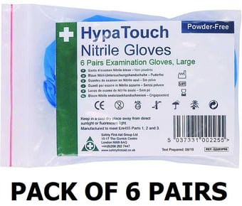 picture of HypaTouch Powderfree Blue Nitrile Gloves - Size Large - Pack of 6 Pairs - [SA-Q2683PR6]