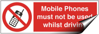 Picture of Mobile Phones Not Whilst Driving Sign - 150 X 50Hmm - Self Adhesive Vinyl - [AS-PR155-SAV]
