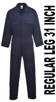 picture of Portwest - Euro Work Cotton Navy Blue Coverall - 260g - Regular Leg 31 Inch - PW-S998NAR