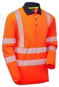 picture of Supertouch Essentials Hi-Vis Eco CoolMax Long Sleeve Polo - Orange - ST-SHV-30581