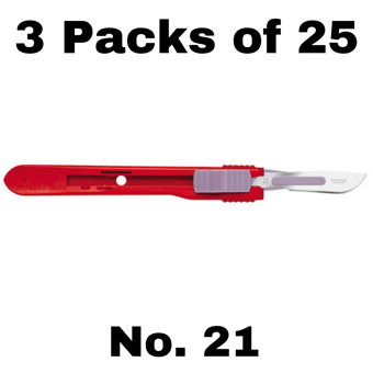 picture of Single Use - Swann Morton Retractable Sterile Scalpel No. 21 - 3 Packs of 25 - [ML-W827-PACK]