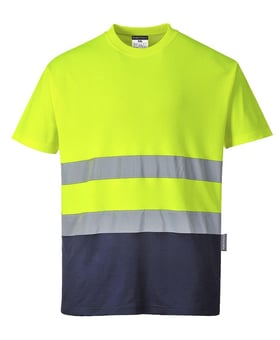 Picture of Portwest - Two Tone Cotton Comfort T-Shirt Yellow/Navy - PW-S173YNR