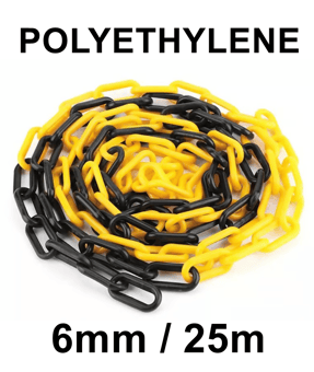 picture of Way4Now - Yellow - Black Plastic Barrier Chain - 6mm Thick - 25m Long - [SHU-E-C6-YB25]