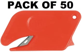 picture of Mini Disposable Box Cutter - Great Value - Red - Pack of 50 - [XS-KNV1] - (DISC-W)