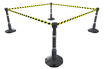 picture of Skipper 36m Retractable Barrier Kit - Silver - Black/Yellow Chevron - [SK-KIT05-SBY] - (LP)