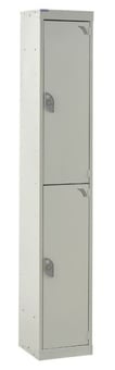 picture of QMP Standard Locker - 2 Compartment - Light Grey Doors - 1800H x 300W x 300D mm - [QM-LS1830302LXX]