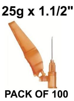picture of Safety Hypodermic Needle - SOL-CARE - 25g X 1.1/2" (40mm) - Pack of 100 - [CM-SN2515]