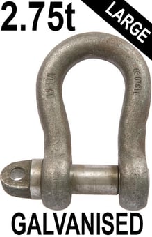 picture of 2.75t WLL Galvanised Large Bow Shackle c/w Type A Screw Collar Pin - 7/8" X 1"- [GT-HTLBG2.75]