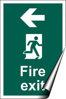 Picture of Fire Exit Sign - Arrow Left - Complies to BS 5499 (Part 4) 2000 - 200 x 300Hmm - Self Adhesive Vinyl - [AS-SA130-SAV]