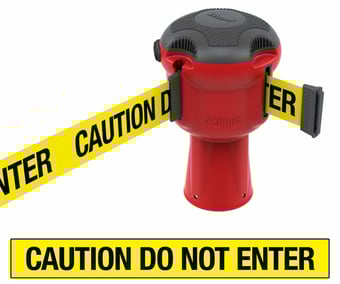 picture of Skipper Retractable Unit - Red with "CAUTION DO NOT ENTER" Black/Yellow Tape - [SK-SKIPPER01-RCDNE]