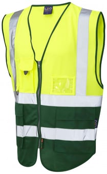 Picture of Lynton - Hi-Vis Yellow/Bottle Green Superior Waistcoat - LE-W11-Y/BT