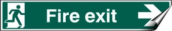 picture of Large Fire Exit Pointing East Sign - 750 x 150Hmm - Self Adhesive Vinyl - [AS-SA22-SAV]