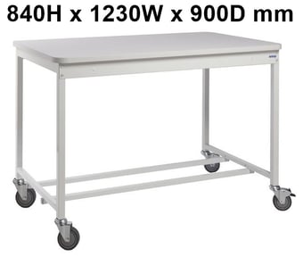 picture of QMP Mailroom Workbench - Mobile Open Bench - MFC Worktop - 840H x 1230W x 900D mm - [QM-MR841290PLMX]