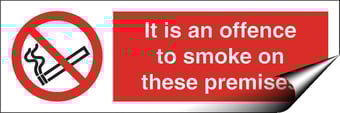 picture of Offence to Smoke on Premises Sign - 300 X 100Hmm - Self Adhesive Vinyl - [AS-PR308-SAV]