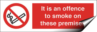 Picture of Offence to Smoke on Premises Sign - 300 X 100Hmm - Self Adhesive Vinyl - [AS-PR308-SAV]