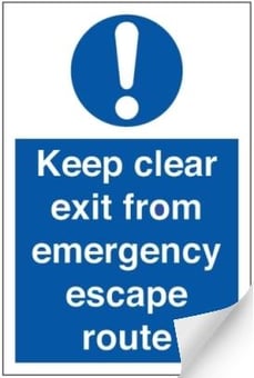 Picture of Keep Clear Emergency Escape Route Sign - 200 x 300Hmm - Self Adhesive Vinyl - [AS-MA23-SAV]