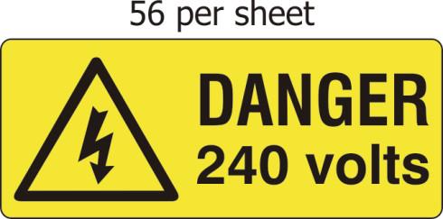 picture of Danger 240 volts – SAV (49 x 20mm, sheet of 56 labels) - SCXO-CI-3001