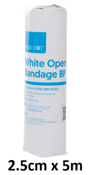 picture of Blue Dot White Open Wove Bandage 2.5cm x 5m - [CM-30SDWOW25]