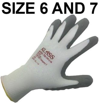 picture of Klass TEK 549-2 Polyurethane Coated White and Grey Safety Gloves - Smaller Sizes - MC-TEK-549-2-S