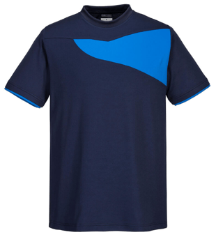 picture of Portwest PW211 - PW2 Cotton Comfort T-Shirt S/S Navy/Royal Blue - PW-PW211NRR