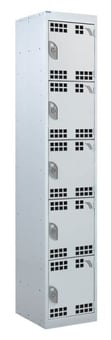 picture of QMP Tool Charging Locker - Perforated Door - Standard Plug - 5 Compartment - Light Grey - 1800H x 450W x 450D mm - [QM-BL1845455LPX]