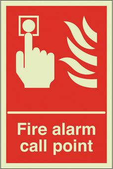 picture of Photoluminescent Fire Alarm Call Point Sign - 200 X 300Hmm - Self Adhesive Rigid Plastic - [AS-PH33-SARP]