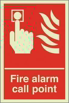 Picture of Photoluminescent Fire Alarm Call Point Sign - 200 X 300Hmm - Self Adhesive Rigid Plastic - [AS-PH33-SARP]