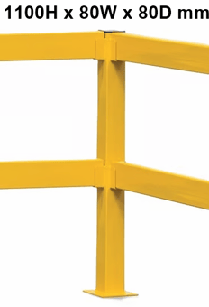 picture of QMP Lift Out Rail Barrier - Lift Out Twin Rail - Corner Post - 1100H x 80W x 80D mm - [QM-RBTRBBC1100Y]