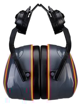 picture of Portwest PW05 - HV Extreme Ear Defenders High Clip-On Metal Free - Grey/Orange - [PW-PW05GOR]