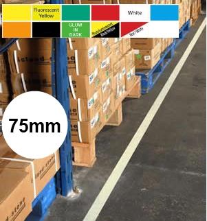 picture of Permastripe Indoor Aisle Marking Tape 75mm - Simply Peel Back The Liner and Press Down - HE-0002-75