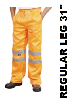 picture of Hi-Vis POLYCOTTON Orange Rail Spec Trousers KNEE BAND - Regular Leg (31") - [ST-38812] - (DISC-W)