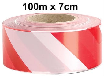 picture of JSP - Non Adhesive Red White Zebra Safety & Hazard Warning Tape - 7cm x 100m - [JS-HDH000-605-400]