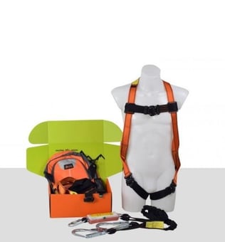 Picture of ARESTA Scaffolder Kit 7 - Single Point Harness - EEZE-KLICK Buckle - Twin Elasticated Webbing Lanyard - Backpack - EN361 EN355 - [XE-AK-S07]