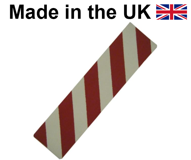 Red & White Anti-Slip 610mm x 150mm Self Adhesive Hazard Pads - Sold Individually - [HE-H3401Z-(R/W)]