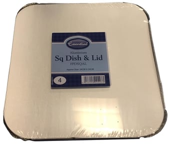 Picture of Essential Housewares Aluminium Square Dish and Lid - 24cm x 24cm - Pack of 4 - [AF-5033298004233]