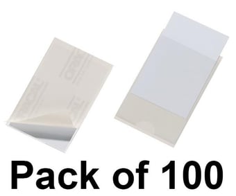 picture of Durable - POCKETFIX® Transparent Self-adhesive Pocket With Blank Inserts - 57 x 90 mm - Pack 100 - [DL-807919]