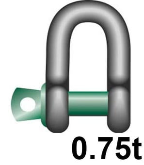 picture of Green Pin Standard Dee Shackle with Screw Collar Pin - 0.75t W.L.L - EN 13889 - [GT-GPSCD.75]