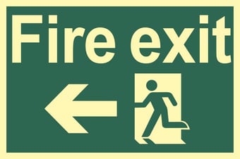 picture of Spectrum Fire Exit Running Man Arrow Left- PHS 300 x 200mm – [SCXO-CI-17090]