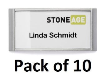 picture of Durable - Classic Name Badge with Combi Clip - 30 x 65 mm - Silver - Pack of 10 - [DL-854123]