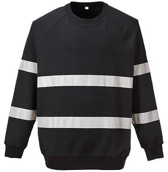 picture of Portwest Iona Polycotton Sweater - Hi Vis Reflecting Tape - Black - PW-B307BKR - (DISC-R)