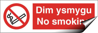 picture of Welsh No Smoking Sign LARGE - 600 X 200Hmm - Self Adhesive Vinyl - [AS-PR315-SAV]