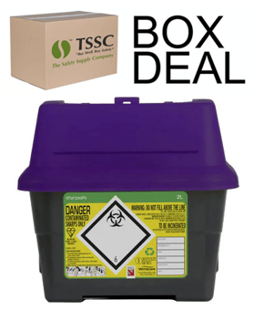 picture of Sharpsafe Recycled Sharps Bin - Purple Lid - 2L - Box Deal of 50 - [IH-VC-51405420]