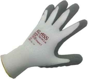Picture of Klass TEK 549-2 Polyurethane Coated White and Grey Safety Gloves - Smaller Sizes - MC-TEK-549-2-S