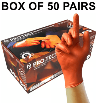 picture of Unigloves PRO.TECT Orange Diamond Textured Gloves - Box of 50 Pairs - UGL-P-GA005
