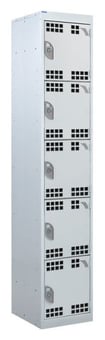 picture of QMP Tool Charging Locker - Perforated Door - Standard Plug - 5 Compartment - Light Grey - 1800H x 300W x 450D mm - [QM-BL1830455LPX]