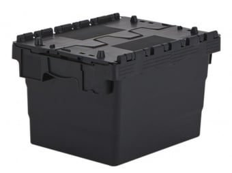 picture of BiGDUG Recycled Plastic Black Attached Lid Container - 30L - 250h x 300w x 400d mm - [BDU-HPALC2534BK]