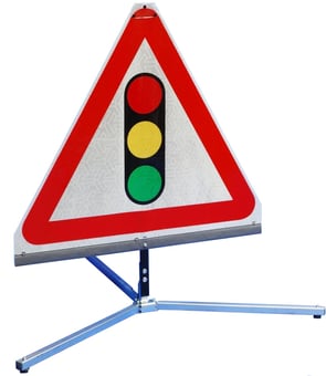 picture of TriFlex Triangular with "Traffic Signals Ahead" Sign - 750mm - Sign face with Standard Grade Reflectivity - [QZ-543.750.TFX]