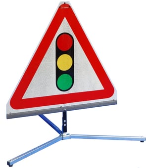 Picture of TriFlex Triangular with "Traffic Signals Ahead" Sign - 750mm - Sign face with Standard Grade Reflectivity - [QZ-543.750.TFX]