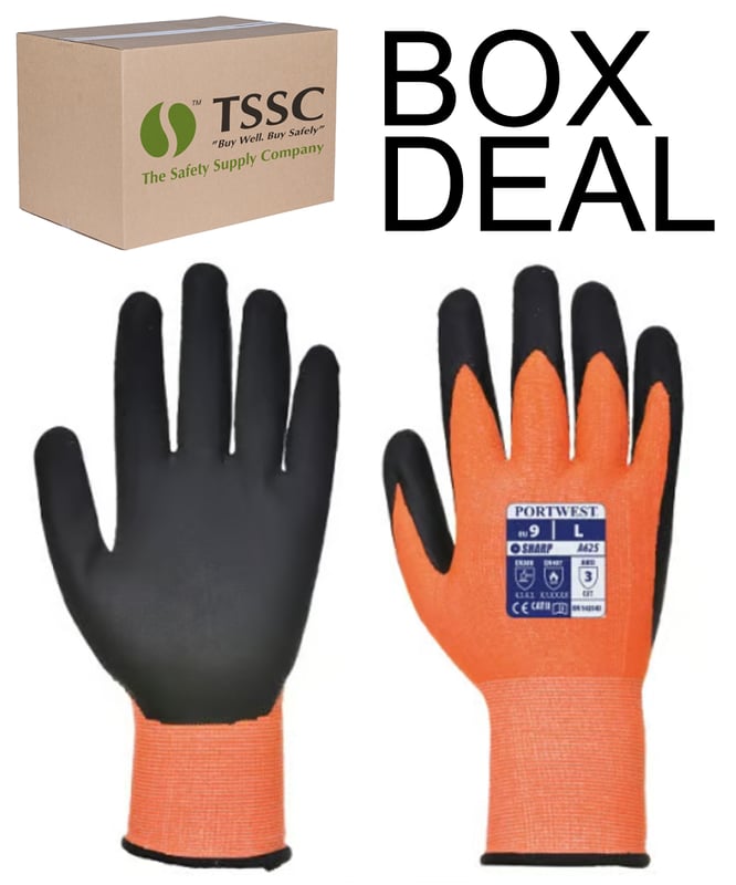 Portwest A625O8R Vis-Tex Orange Cut Resistant D Safety Gloves