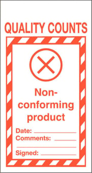 Picture of Tye Tags - Non-conforming product - 80 X 150Hmm (Pack of Ten) - Flexible Plastic - [AS-QU20-PVC]